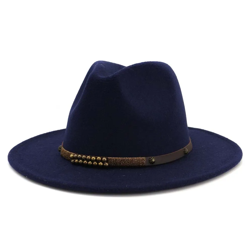 Chapeaux Fedora de Jazz en feutre de laine à large bord pour hommes et femmes, casquette classique britannique Trilby de fête formelle Panama, chapeau souple 299k