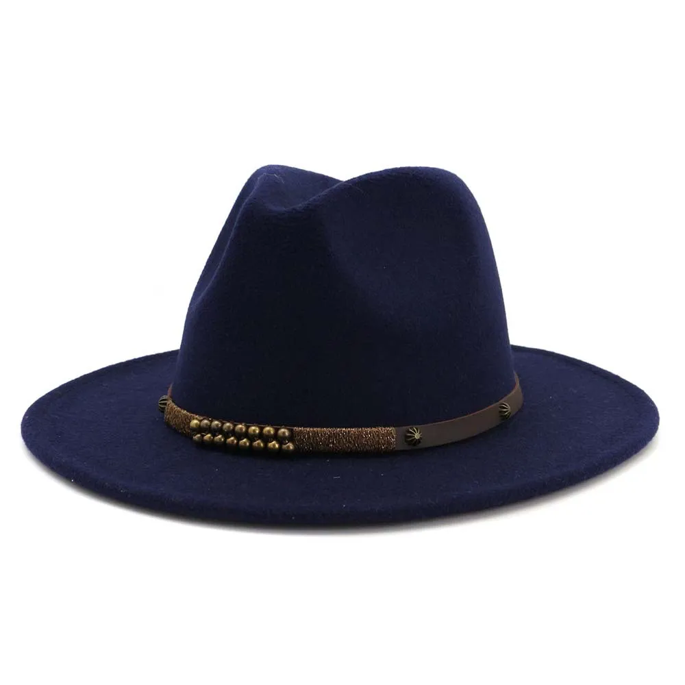 High-Q Wide Brim Wool Felt Jazz Fedora Hats for Men Women British Classic Trilby Party Formal Panama Cap Floppy Hat299k