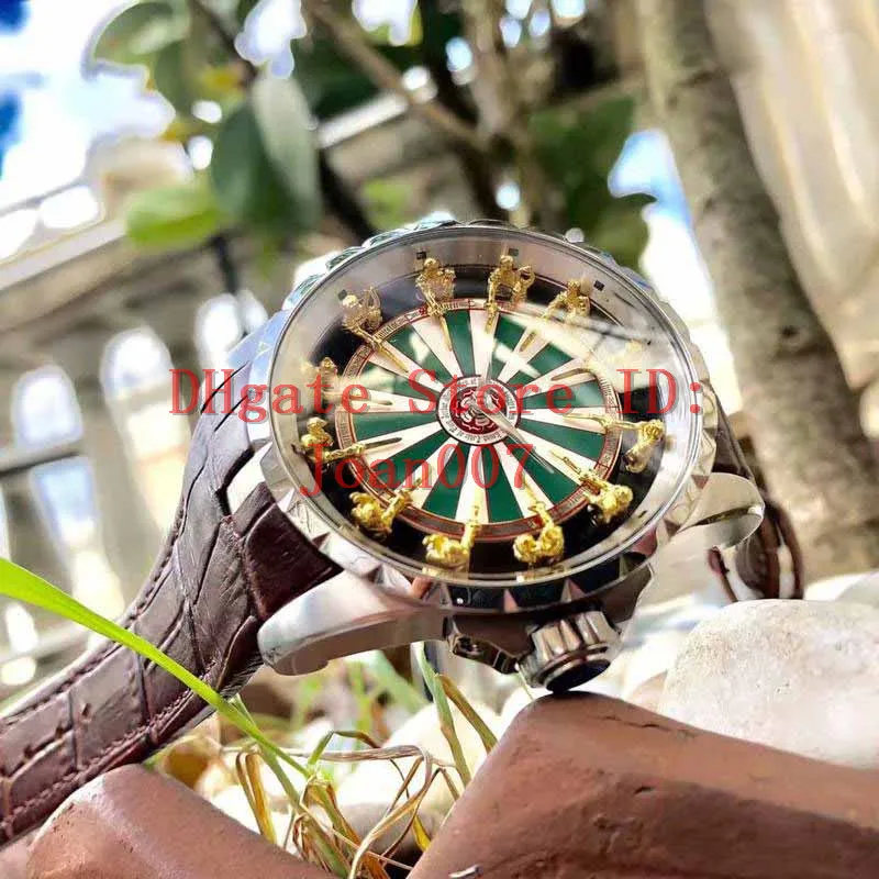 Relógios 45mm 12 personagens rei decoração movimento automático relógio mecânico masculino grande mostrador relógios masculinos rd watch2872