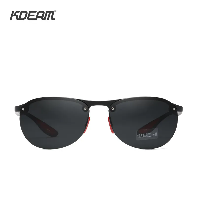 KDEAM Rimless Oval Men's Sunglasses Polarized TR90 Material Frame TAC Polarization Lense Soft Rubber Foot Cover CX200706294x