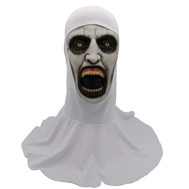 Masque d'horreur de nonne pour Halloween, masques effrayants en Latex avec foulard, casque intégral, accessoires de fête, goutte 257G