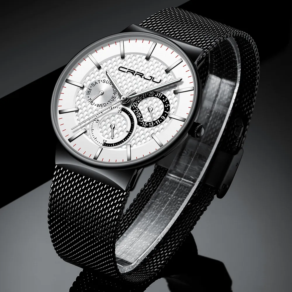Relogio Masculino Crrju Mens Watches Top Brand Luxury Ultra-Thin Orologio da polso Chronograph Sport Watch Erkek Saati Reloj Hombre296Q