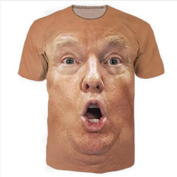 Neueste Mode Herren/Damen Shocked Face Trump Sommer Stil T-Shirts 3D-Druck Casual T-Shirt Tops Plus Größe BB081