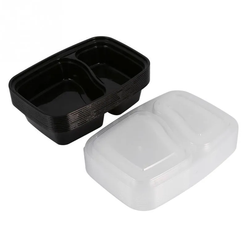 10 шт. набор 2 отделения для приготовления еды пластиковый контейнер для еды ланч-бокс бенто для пикника экологически чистые с крышкой ланч-боксы для микроволновой печи C1902017469