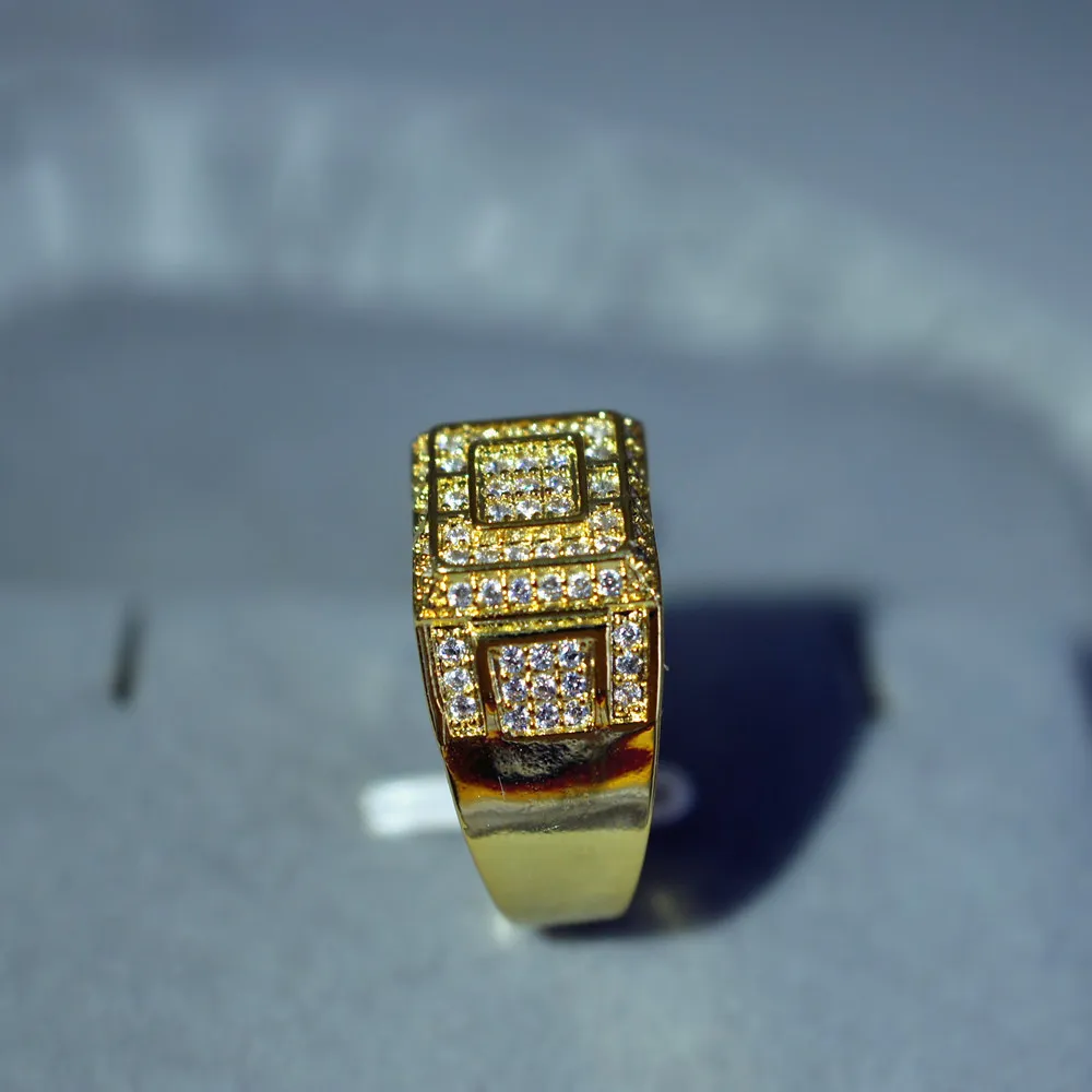 フルジルコン14Kゴールドとダイヤモンドの結婚指輪アニロスデジュエリーバギューまたはジョーンビズテリアダイアマンテゴールドリング6 7 810男性J193180790