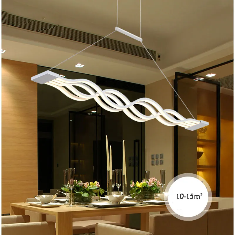 120cm Beyaz Siyah Modern Kolye Işıkları Yemek Odası Odası Oturma Odası Mutfak Dimmabla Led Asma Lampa Lamparas Dalga Şekil 332L