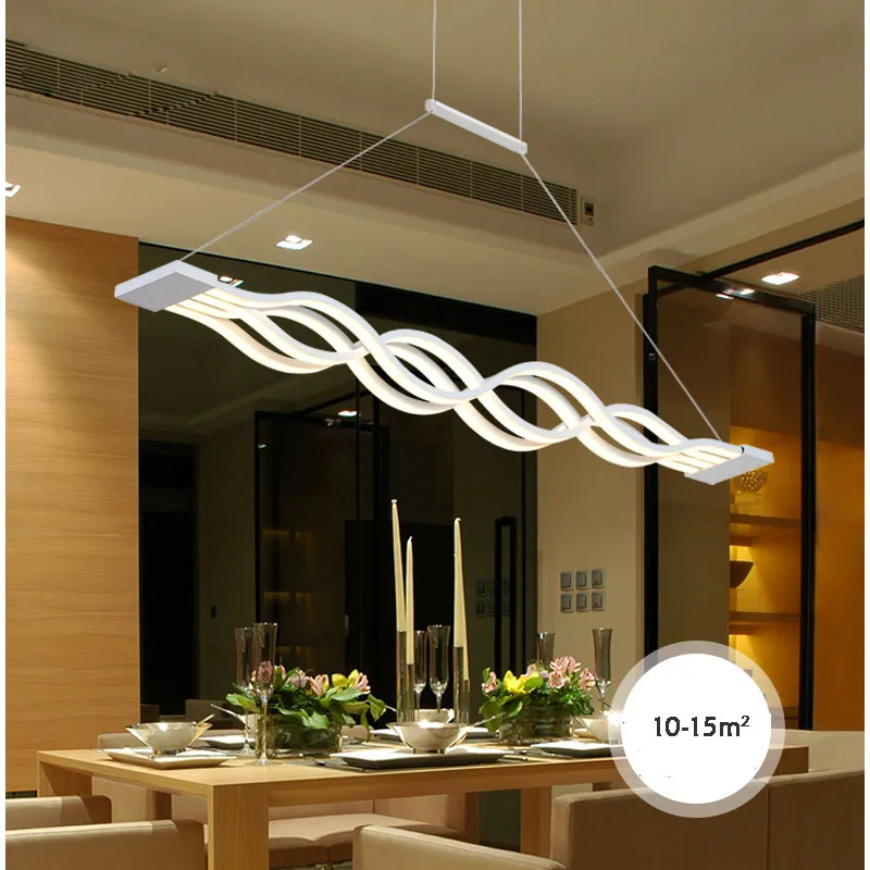 120CM Weiß Schwarz moderne Pendelleuchten für Esszimmer, Wohnzimmer, Küche, dimmbare LED-Hängelampe, Wellenform 310S