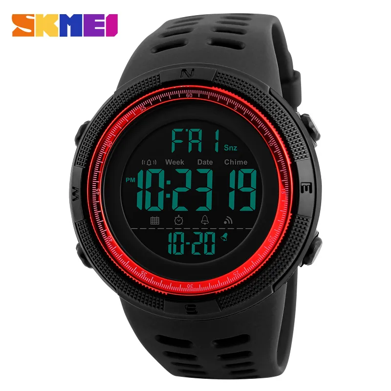 Skmei Men Sport Watch 이중 시간 시계 알람 시계 카운트 다운 5BAR 방수 디지털 시계 relogio masculino relogio 1251248x