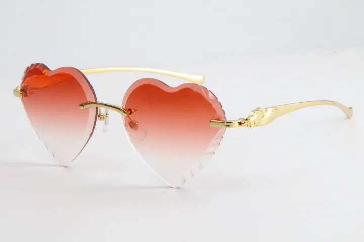 Мужские и женские металлические леопардовые очки серии Panther 3524012, солнцезащитные очки без оправы, винтажные необычные очки, тонкие смешанные удлиненные треугольные линзы269l