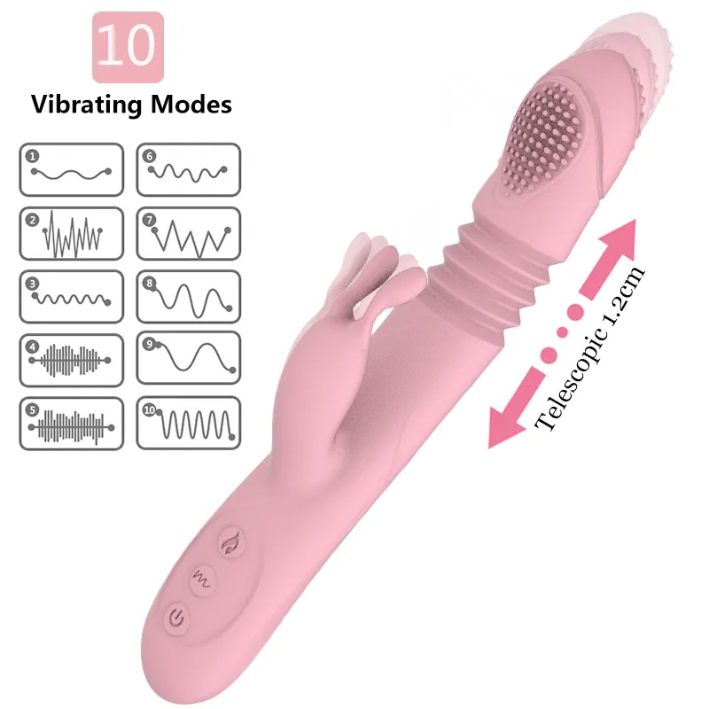 Flxur Силиконовые Отопление Телескопический Толковый вибратор кролика Вращающийся фаллоимитатор вибратор G Spot Clitoris стимулятор секс-игрушка для женщины Y201118