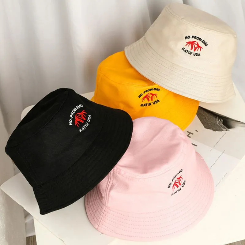 22 couleurs femmes filles drôles lettre de broderie largeur bucket chapeau d'été décontracté harajuku étudiant hip hop sport pêcheur cap271o