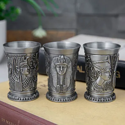 مصر القديمة المعادن S Glass Bar Home Cocktail Liquor Copper Cup Short Pharaoh Cleopatra Rameses Ra God2142