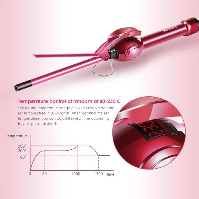 Профессиональные щипцы для завивки волос Бигуди Ролик Waver Инструменты для укладки Салонный стайлер Бигуди с ЖК-дисплеем Вращающаяся палочка для завивки 9 мм SH1907271655271