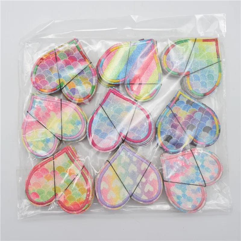 90 pezzi glitter patch cuore imbottito toppe in feltro forma accessori di stoffa bambini vestiti bambini226q