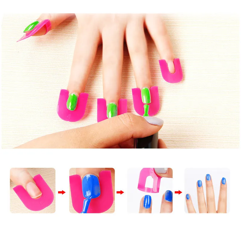 26 stks / set u-vorm nagelvorm herbruikbare gel nagels Poolse vernis beschermer curve natuurlijke vingernagels Spill-proof vinger cover art en salon product