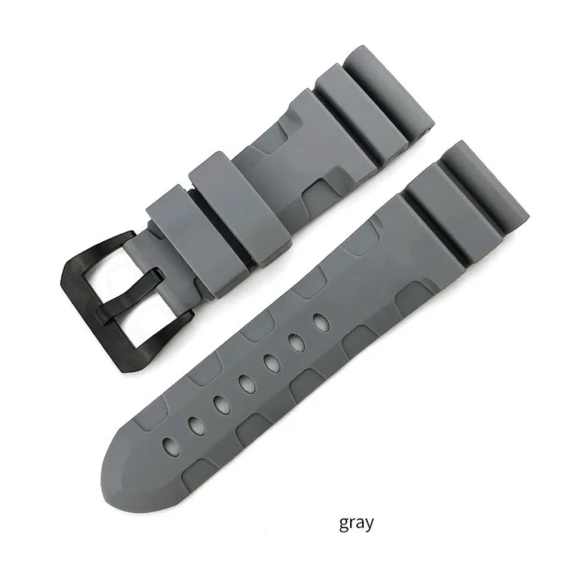 24 26mm Buckle 22mm Men Watch Bands Black Grey Orange Green Diving Silicone Rubber Strap Sport Bracelet Stainless Steel Pin Buck220i