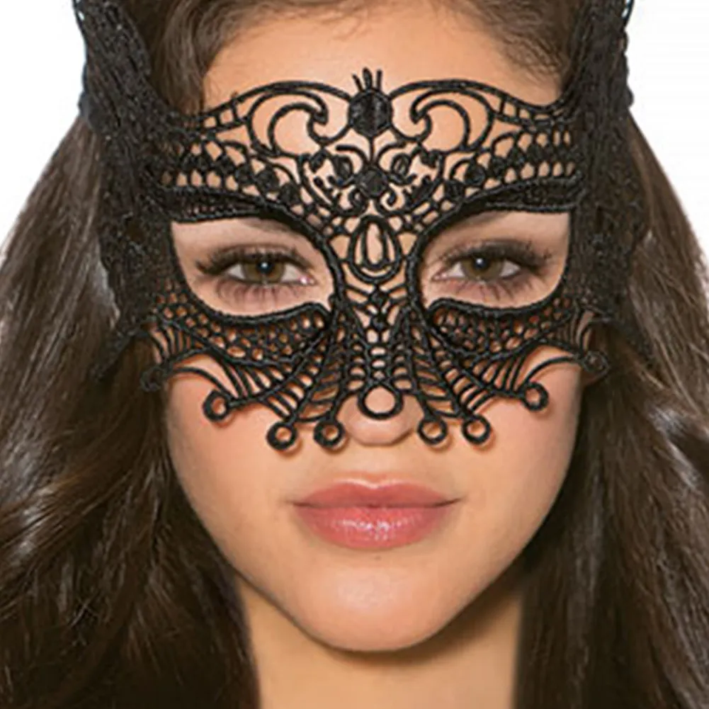 Sexig svart spetsögonmask venetian maskerad boll party fancy klänning kostym halloween cosplay mask2752119