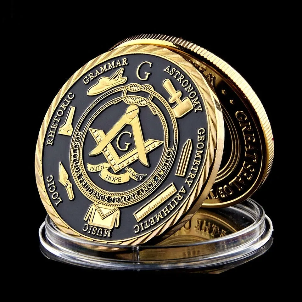 Souvenir Coin Brotherhood European Masonic Masonry Craft 1oz Gold plaqué Collectible Token Physical WPCCB Box3599945
