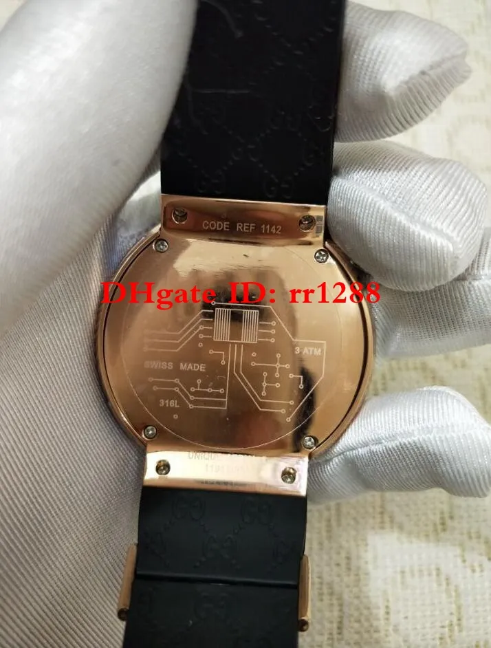 Nieuwe hoge kwaliteit horloge 114 zwarte PVD rubberen band 44 mm digitale YA114207 RUBBER ARMBAND QUARTZ SPORT MENS WATCHES252J