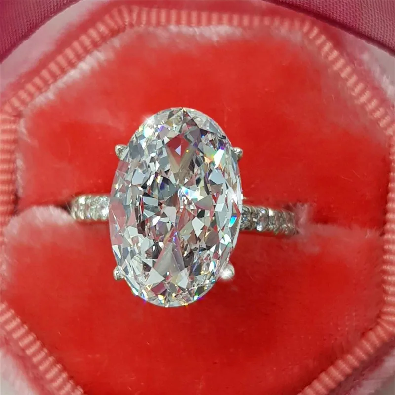 Vecalon Luxury Female Obiecing Pierścień 925 Sterling Srebrny Sona 5a Cz Party Wedding Pierścienie dla kobiet Bridal Jewelry Gift306W