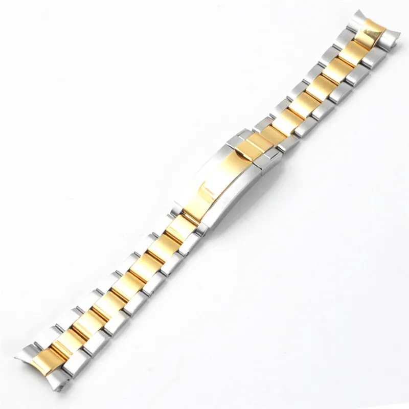 Watchband 20 mm zegarek pasek opaski 316L Bransoletka ze stali nierdzewnej zakrzywiona koniec srebrna obserwowana akcesoria