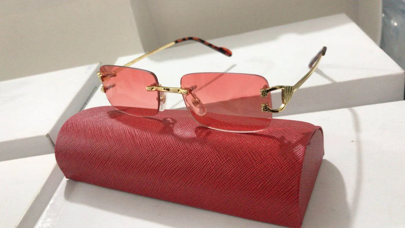 Atteggiamento di moda occhiali da sole senza bordo uomini oversize oversate clear ottica in metallo telaio di bufalo vintage bicchieri donne occhiali 2948