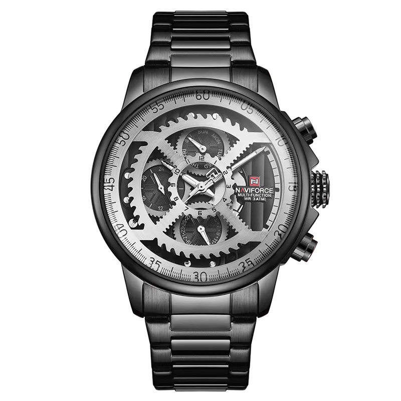 Naviforce Mens Sports Watches Men Top Brand Luxury Full Steel Quartz Automatisk Datumklocka Male Army Militär Waterproof Watch248L