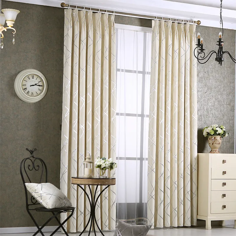 Chenille jacquard Silver Blackout Curtain For Bedroom Modern Blind Fabric Grey Drapes for Living Room Window Custom size2862