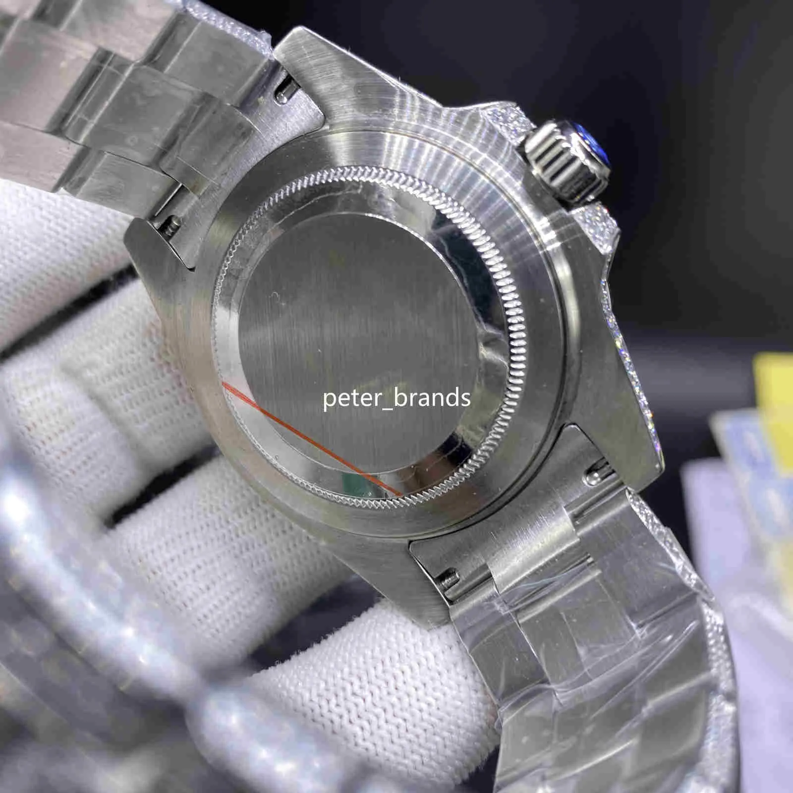 Relógios masculinos de alta qualidade eta2836 relógio de diamante gelado 40mm prata 904 caixa de aço inoxidável lado do diamante relógio auto293f