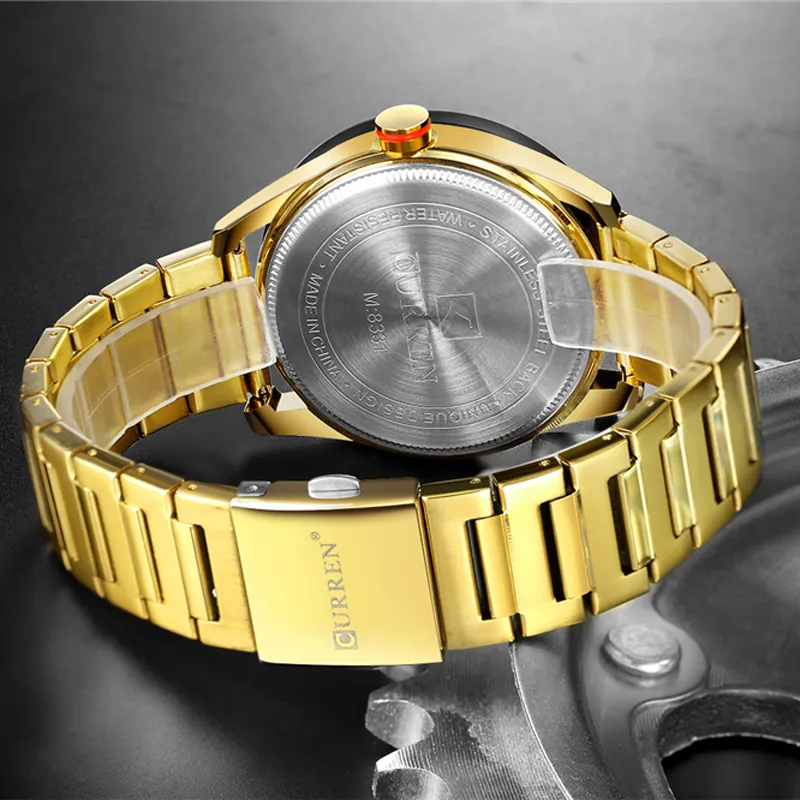 Часы CURREN для мужчин, роскошные часы с ремешком из нержавеющей стали, повседневный стиль, кварцевые наручные часы с календарем, черные часы, мужской Gift302q