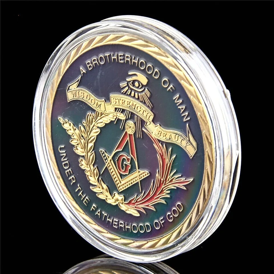 Souvenir Coin Brotherhood European Masonic Masonry Craft 1oz Gold plaqué Collectible Token Physical WPCCB Box8513666