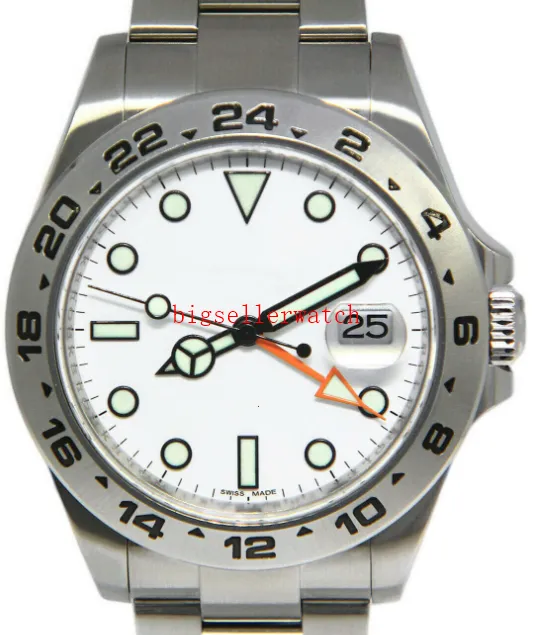 Luksusowe wysokiej jakości zegarek na nadgarstek Eksplorator II 216570 Stal nierdzewna biała wybieranie 42 mm Automatyczne męskie zegarek302e