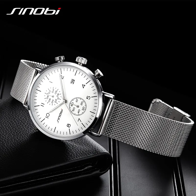 SINOBI nouveaux hommes montre marque affaires montres pour hommes Ultra mince Style montre-bracelet japon mouvement montre mâle Relogio Masculino2894