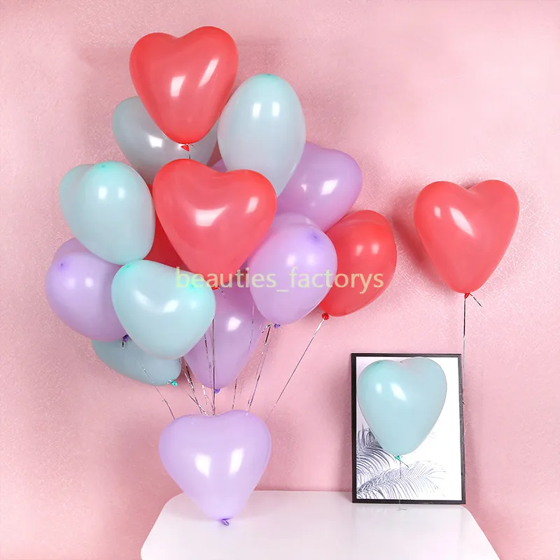 Macarons Kolor Heart Balloony 12 Wedding Pastel Lateks Balon Festival impreza Zabarki Wedding Room Dekoracja 260G