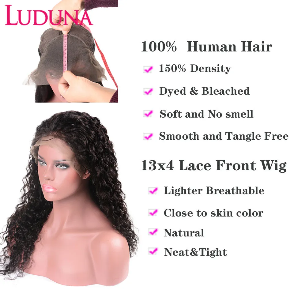 13x4 dantel ön insan saç perukları su kıvırcık insan saç peruk remy doğal saç çizgisi saç luduna curl peruk 150 yoğunluklu kadın peruklar5268251