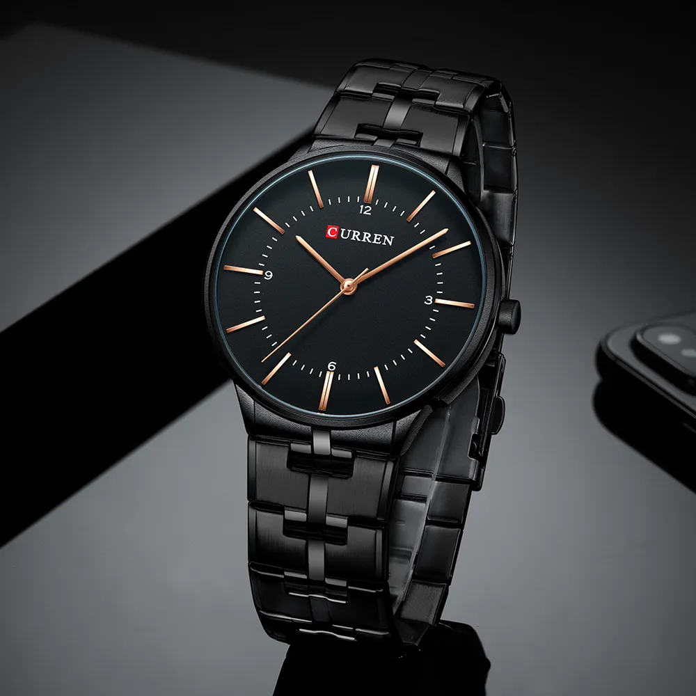 CURREN – montre à Quartz de luxe pour hommes, classique, bracelet en acier inoxydable noir, étanche, 30M282G, marque supérieure