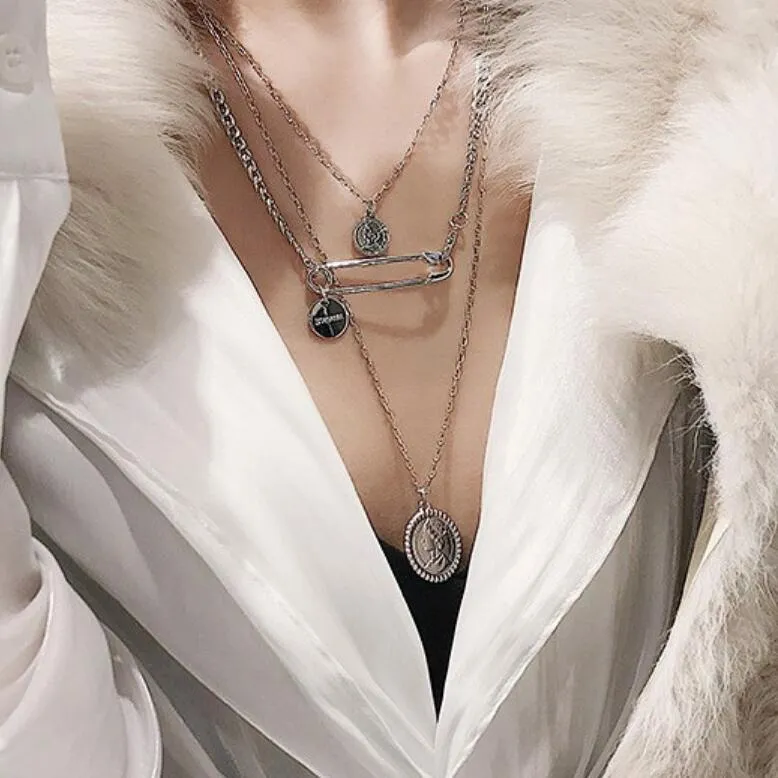 Bijoux pull collier pièce pendentif broche mode long collier unique entier pour les femmes fashion204I