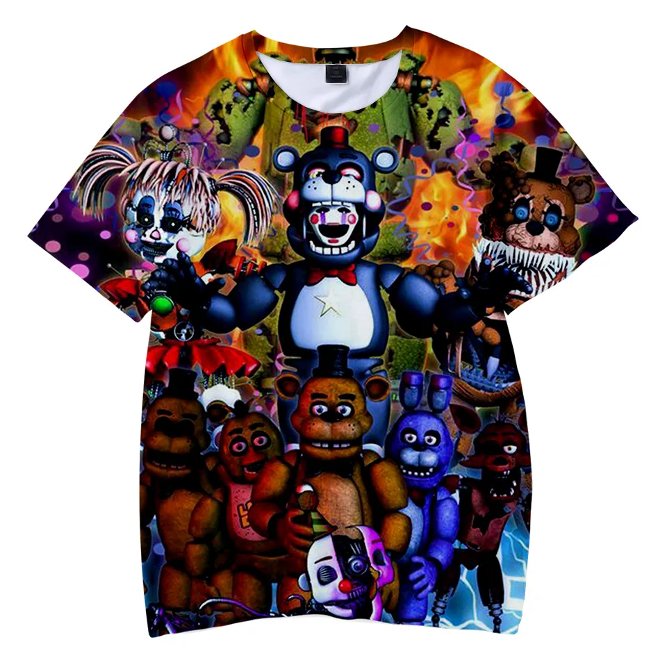 Camiseta infantil 3d Cinco noites na Freddys T-shirts Boys/Girls Roupas fofas Kid's Kpop FNAF Tee MX200509