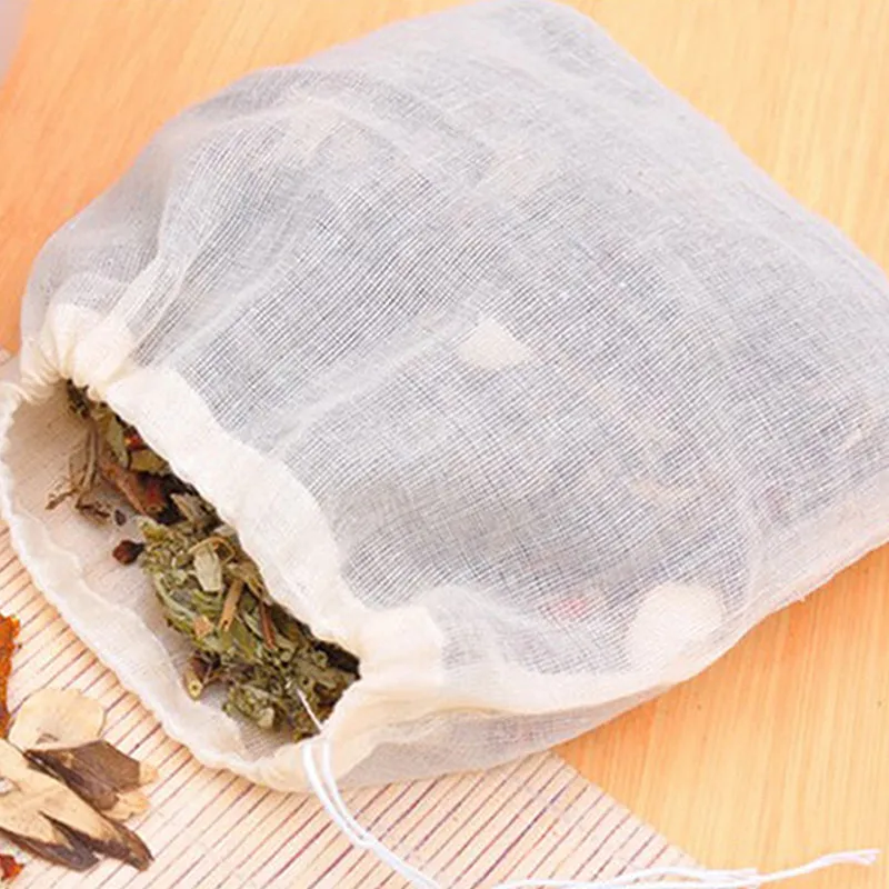 Large Teabags 8x10CM Cotton Muslin Drawstring Reusable Bags for Soap Herbs Tea205p