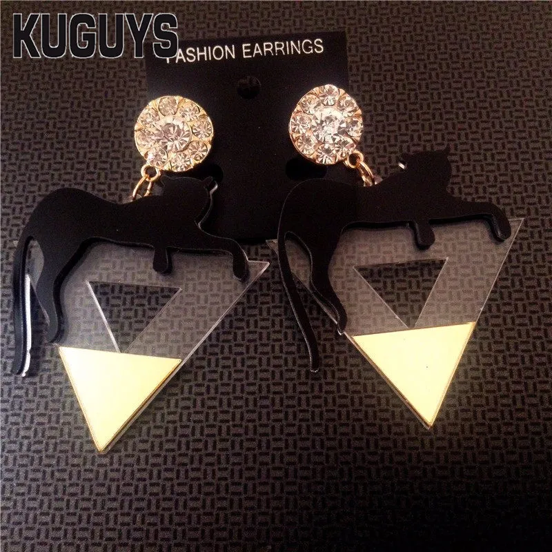 Kuguys juwelry acryl klare super große baumle ohrringe für Frauen pendientes HipHop Leopard Dreieck Drop Ohrring Frau BRINCOS3372239