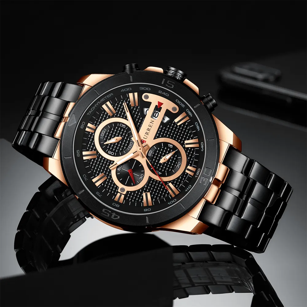 CURREN Männer Uhr Top Marke Luxus Chronograph Quarz Uhren Edelstahl Business Armbanduhren Männer Uhr Relogio Masculino212I