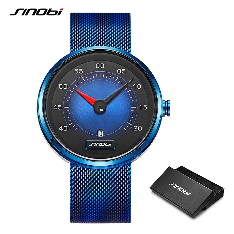 SINOBI hommes montre homme voiture tableau de bord montres créatives mode vitesse sport lecteur calendrier hommes en acier inoxydable montres à Quartz 220s