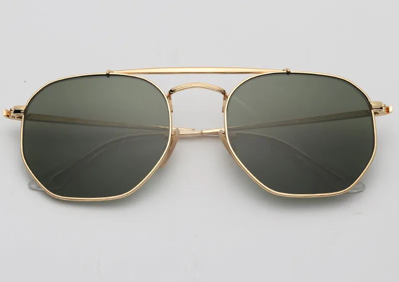 Nouveau 2019 Lunettes de soleil hexagonales lentille en verre uv400 3648 lunettes de soleil carrées en métal pour hommes femmes lunettes de conception de marque avec tous les originaux218T