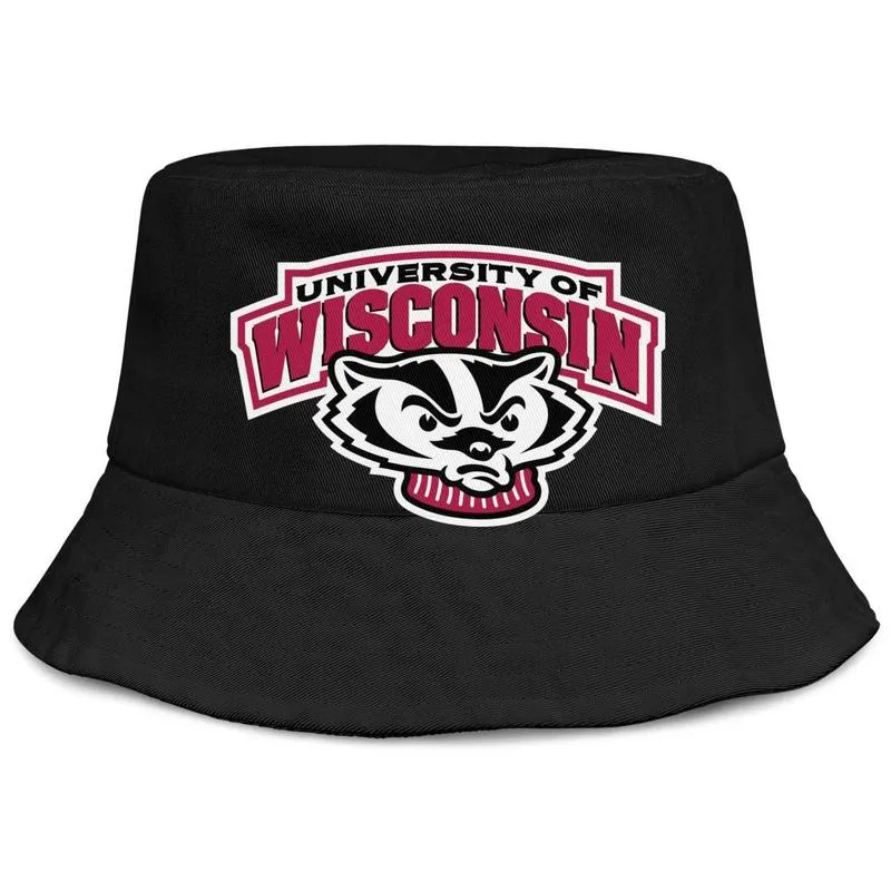 Wisconsin Badgers Football Logo Mens and Women buckethat cool vanlig hink baseballcap guld mesh8353373