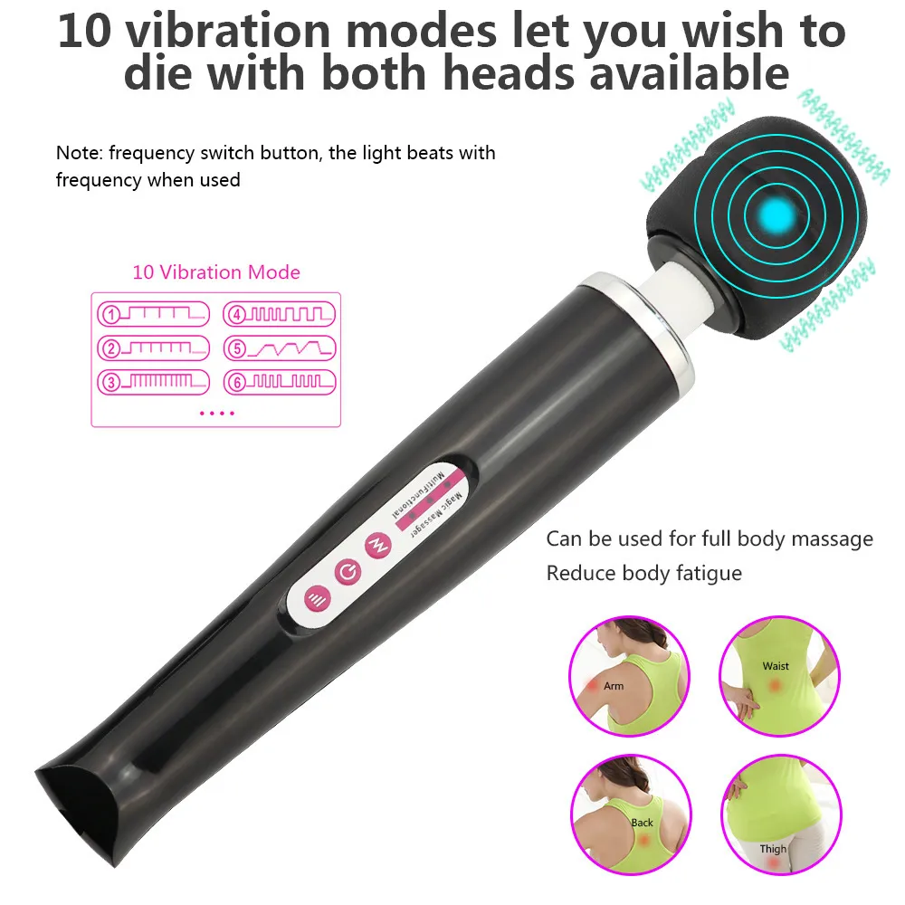 Potenti vibratori clitoridi orali le donne Carica USB AV Magic Wand Vibratore Massaggiatore Giocattoli adulti del sesso donna Masturbatore Sex Shop Y23997699