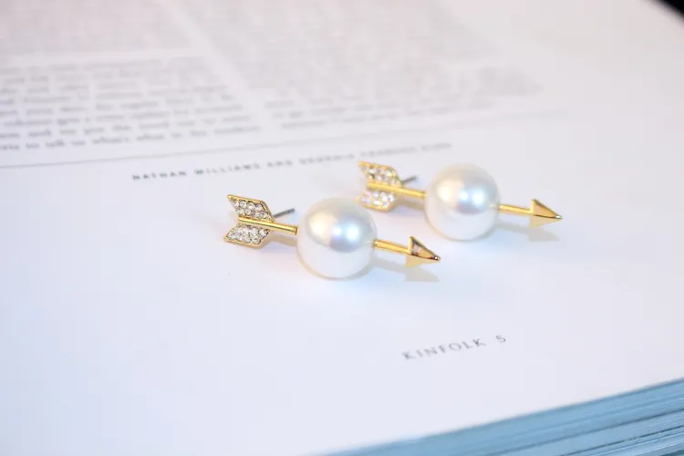 Orecchini a bottone con perle a forma di freccia, unici e divertenti, stile punk, stile punk, donne e ragazze329m