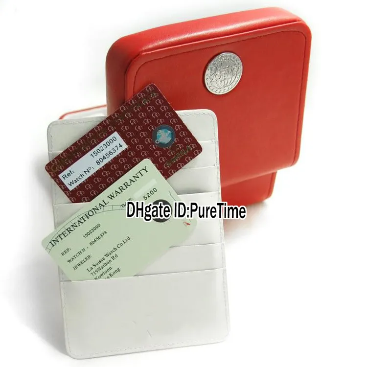 Hight Quality Red Leather Watch Box hela herrkvinnor klockor Original Box Certificate Card Present Pappersväskor ombox Square för P307M