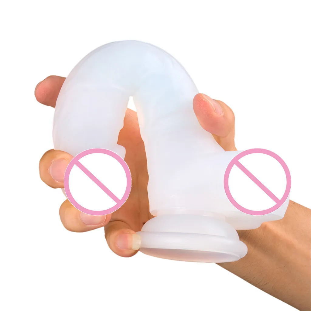 Crystal enorm dildo realistisk gummi sugkopp penisvibrator för kvinna onani gspot penis massager vuxen pseudopenis sh191750306