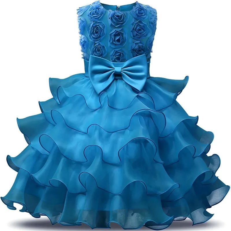 Vestido formal de festa de luxo para crianças para crianças de aniversário Cremônias de Natal Vestidos para meninas Tutu Flower Girls Dress 220803