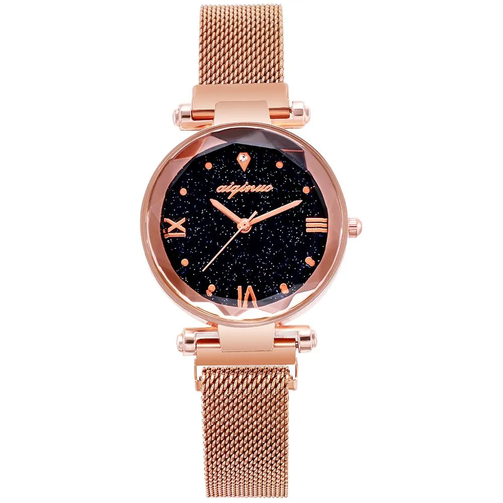 PANARS Mode Luxus frauen Quarz Uhren Magnet Strap Starry Weibliche Business Casual Quarz Armbanduhr Damen Neue Blue2886